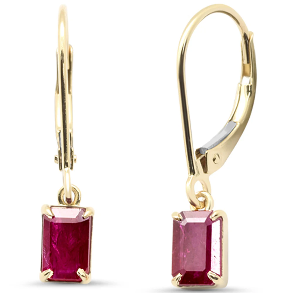 <span style="color:purple">SPECIAL!</span> 1.30ct G SI 14K Yellow Gold  Ruby Gemstone Lever Back Dangling Earrings