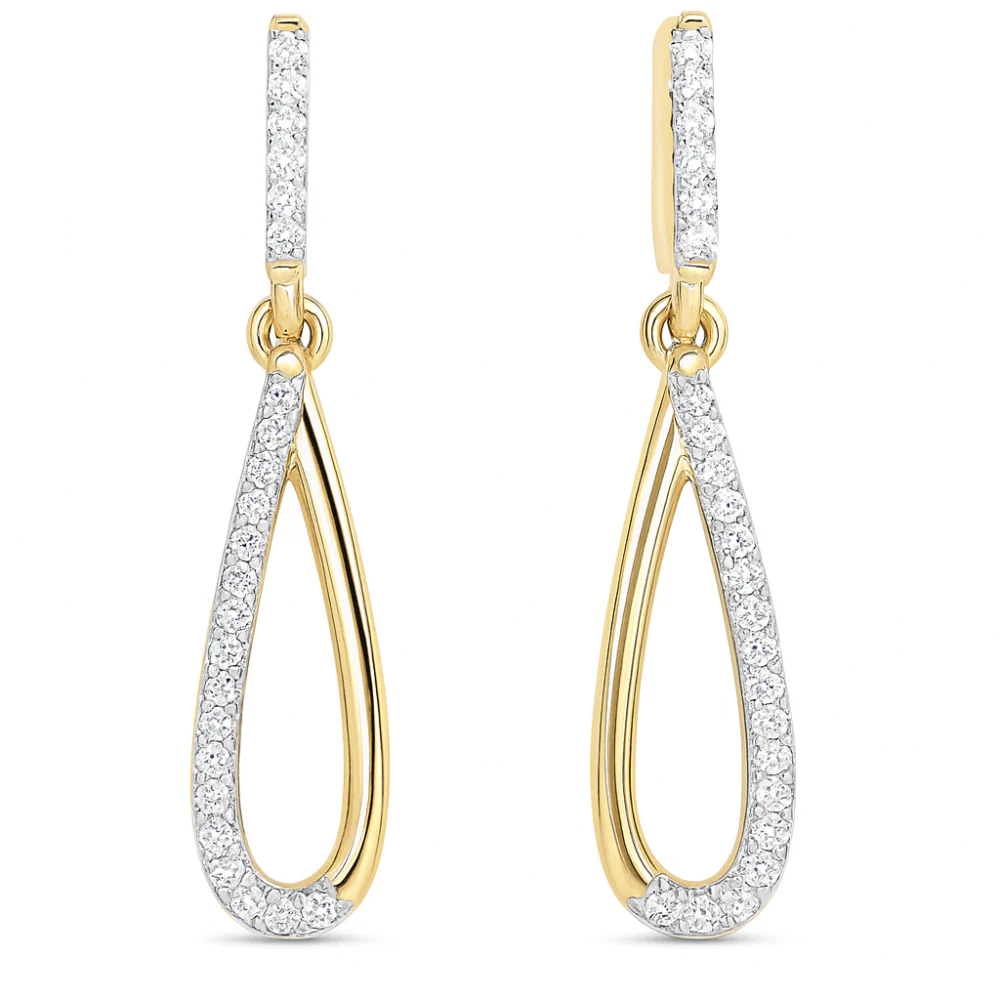 <span style="color:purple">SPECIAL!</span>.10ct G SI 14K Yellow Gold Diamond Drop Earrings