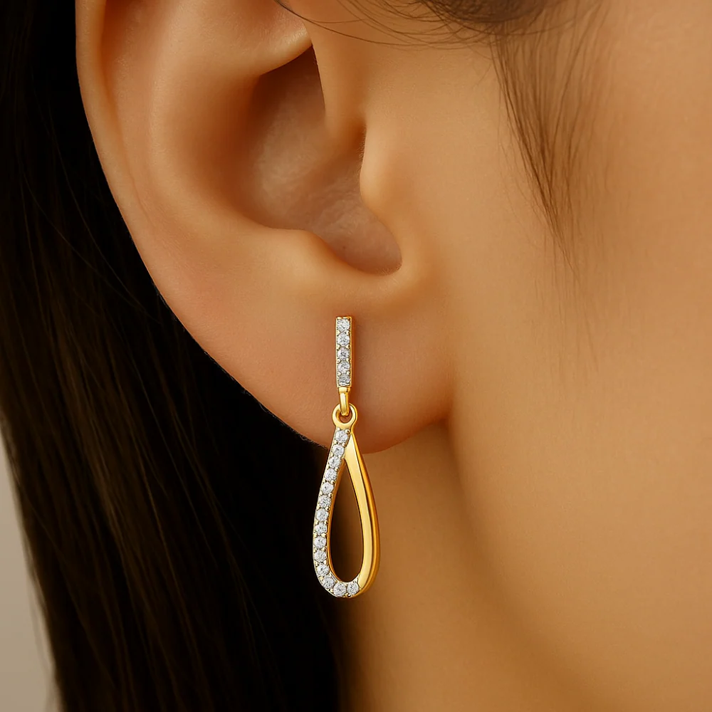 <span style="color:purple">SPECIAL!</span>.10ct G SI 14K Yellow Gold Diamond Drop Earrings - Image 2