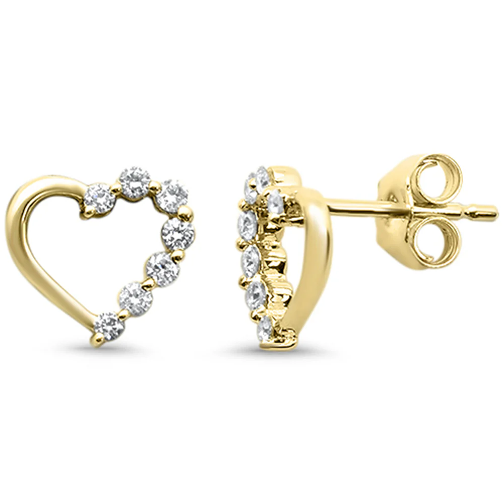 <span style="color:purple">SPECIAL!</span> .22ct G SI 14K Yellow Gold Heart Shaped Diamond Earrings