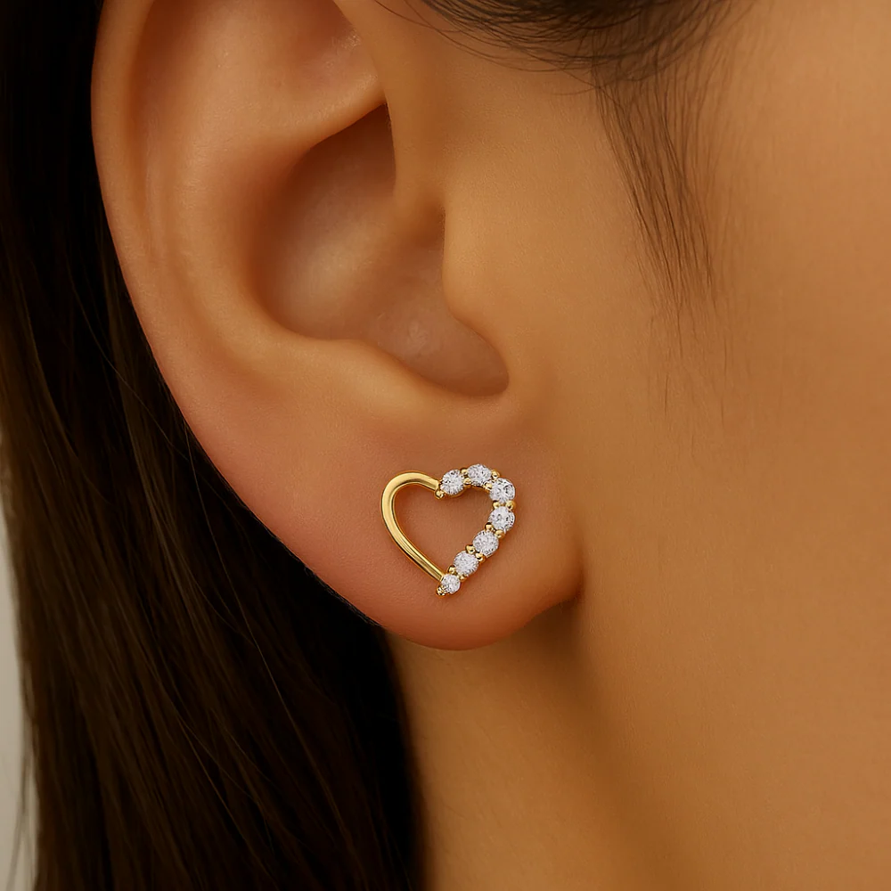 <span style="color:purple">SPECIAL!</span> .22ct G SI 14K Yellow Gold Heart Shaped Diamond Earrings - Image 2