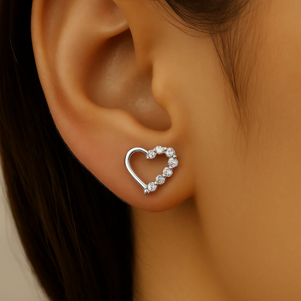 <span style="color:purple">SPECIAL!</span> .22ct G SI 14K White Gold Heart Shaped Diamond Earrings - Image 2