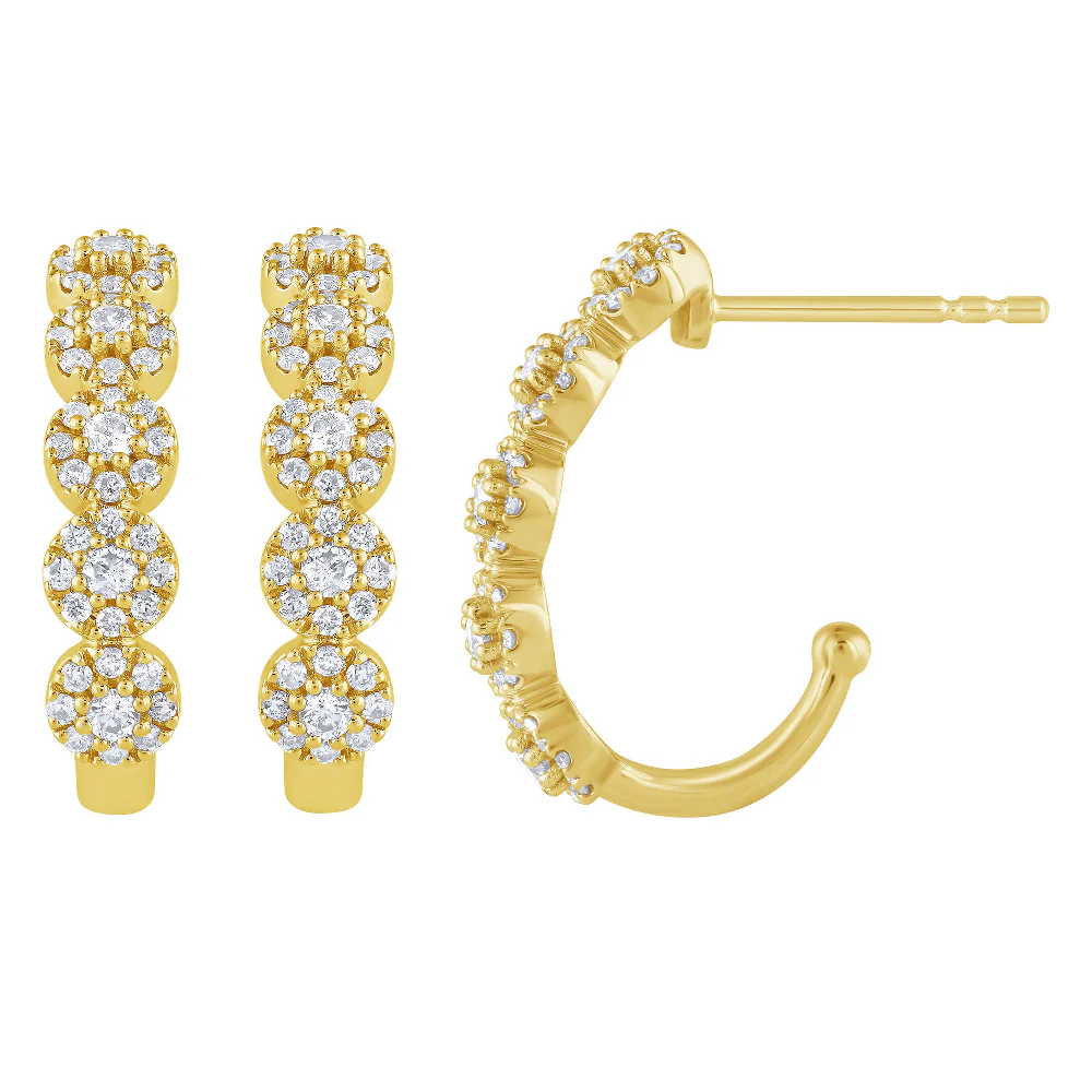 <span style="color:purple">SPECIAL!</span>.49ct G SI 14K Yellow Gold Round Diamond J Hoop Earrings - Image 3