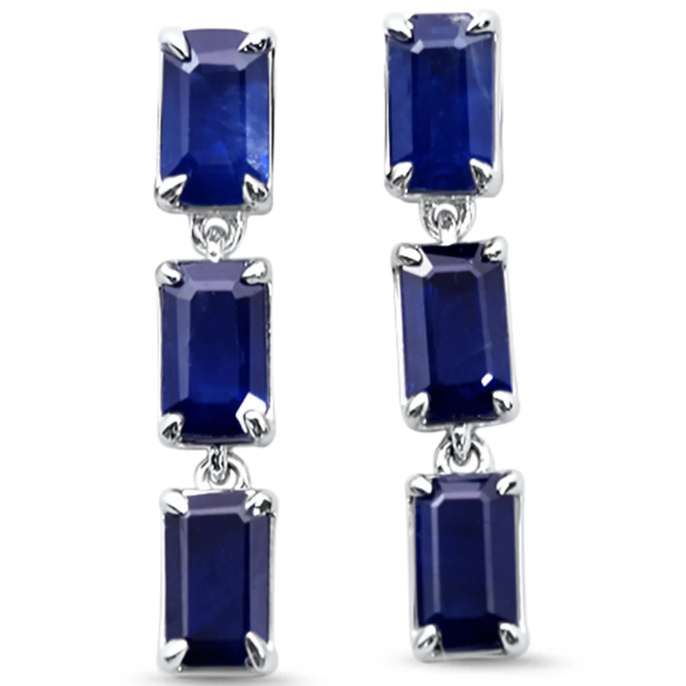 <span style="color:purple">SPECIAL!</span>1.85ct G SI 14KT White Gold Blue Sapphire Gemstone Drop Earrings