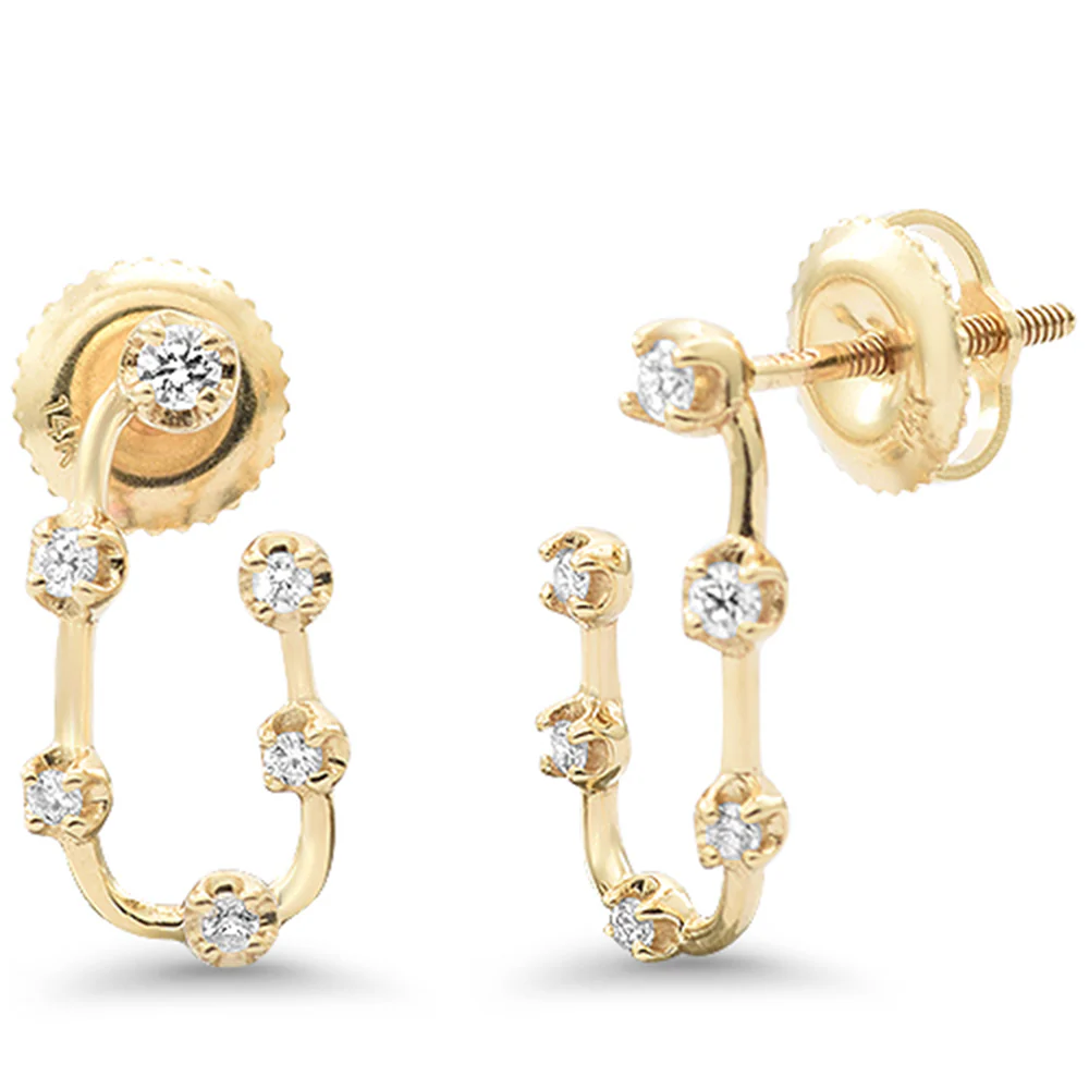 .14ct G SI 14K Yellow Gold Diamond J Hoop Earrings