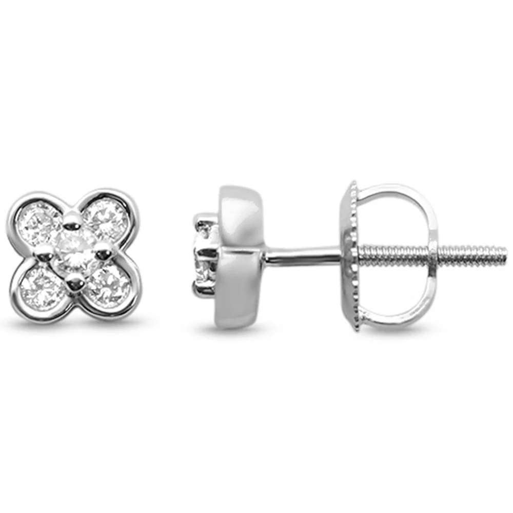 .26ct G SI 14K White Gold Diamond Clover Earrings