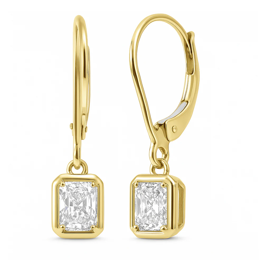 <span style="color:purple">SPECIAL!</span> .60ct G SI 14K Yellow Gold Bezel Set Diamond Solitaire Drop Earrings