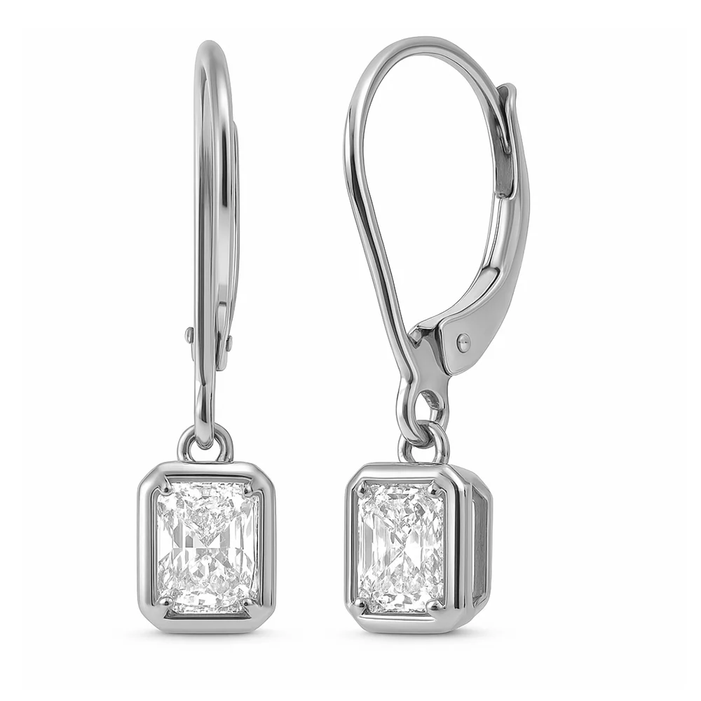 <span style="color:purple">SPECIAL!</span> .62ct G SI 14K White Gold Bezel Set Diamond Solitaire Drop Earrings