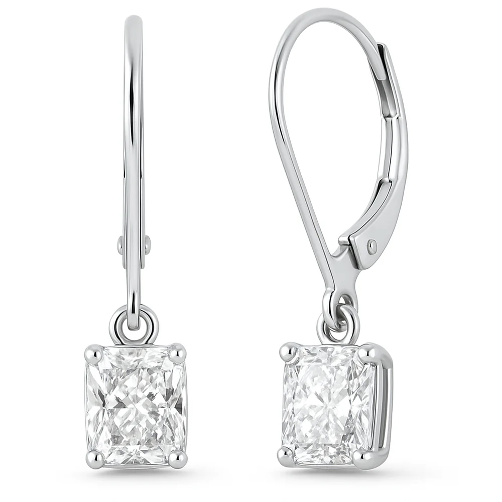 <span style="color:purple">SPECIAL!</span> 1.03ct G SI 14K White Gold Diamond Solitaire Drop Earrings