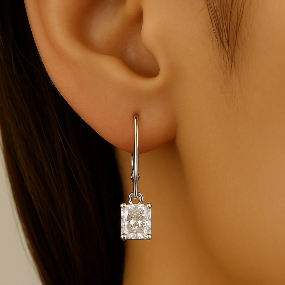 <span style="color:purple">SPECIAL!</span> 1.03ct G SI 14K White Gold Diamond Solitaire Drop Earrings - Image 2