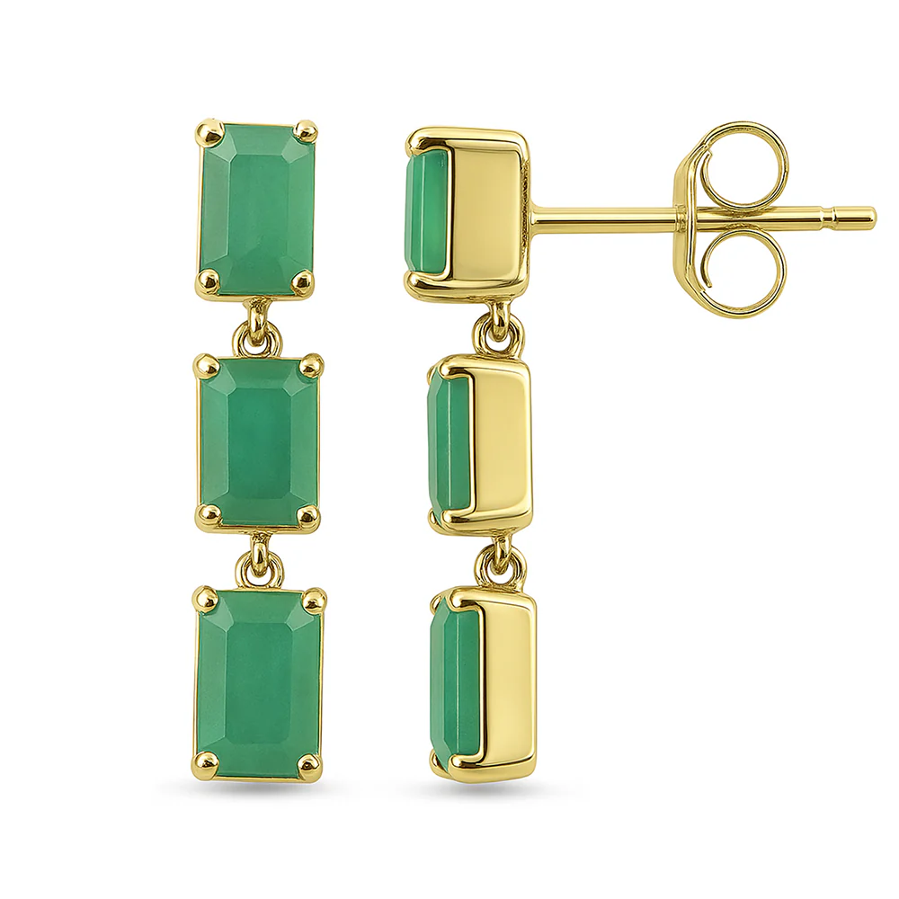 <span style="color:purple">SPECIAL!</span> 1.53ct G SI 14K Yellow Gold Emerald Gemstone Drop Earrings