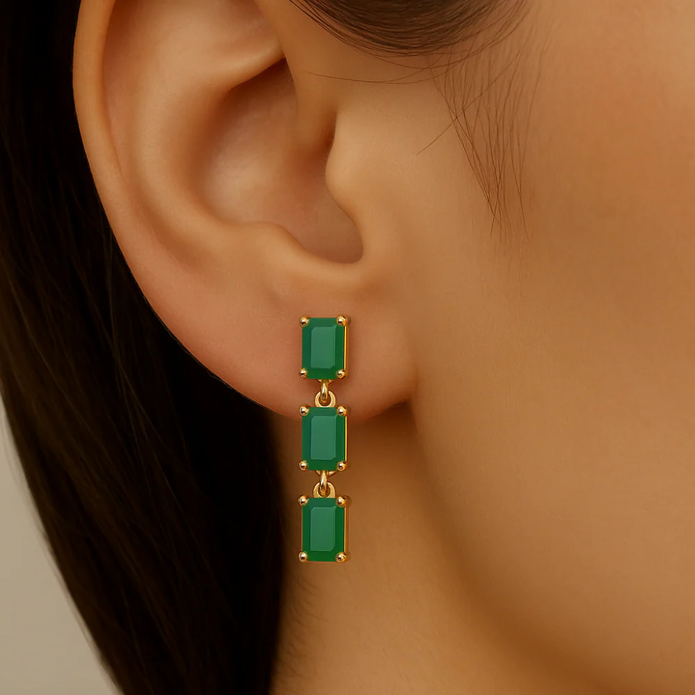<span style="color:purple">SPECIAL!</span> 1.53ct G SI 14K Yellow Gold Emerald Gemstone Drop Earrings - Image 2