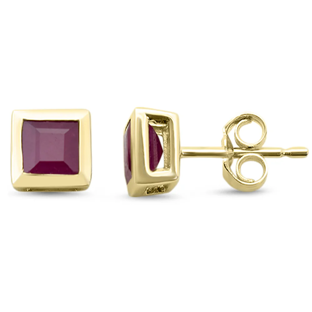 <span style="color:purple">SPECIAL!</span> 1.53ct G SI 14K Yellow Gold Bezel Set Ruby Gemstone Earrings