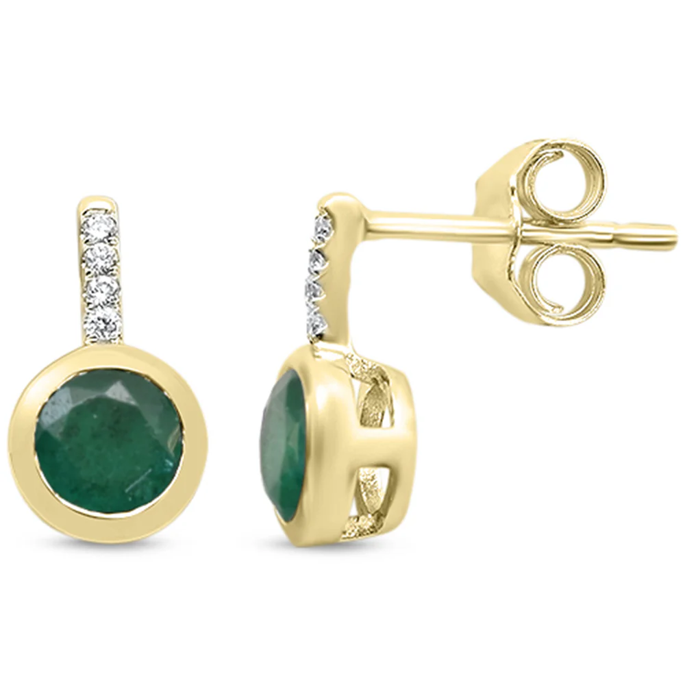 <span style="color:purple">SPECIAL!</span> .90ct G SI 14K Yellow Gold Diamond & Emerald Gemstone Earrings