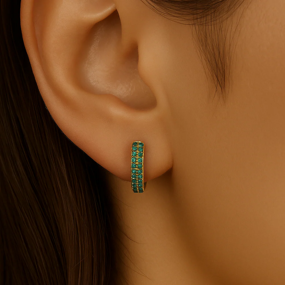 <span style="color:purple">SPECIAL!</span> .38ct G SI 14K Yellow Gold Emerald Gemstone Earrings - Image 2