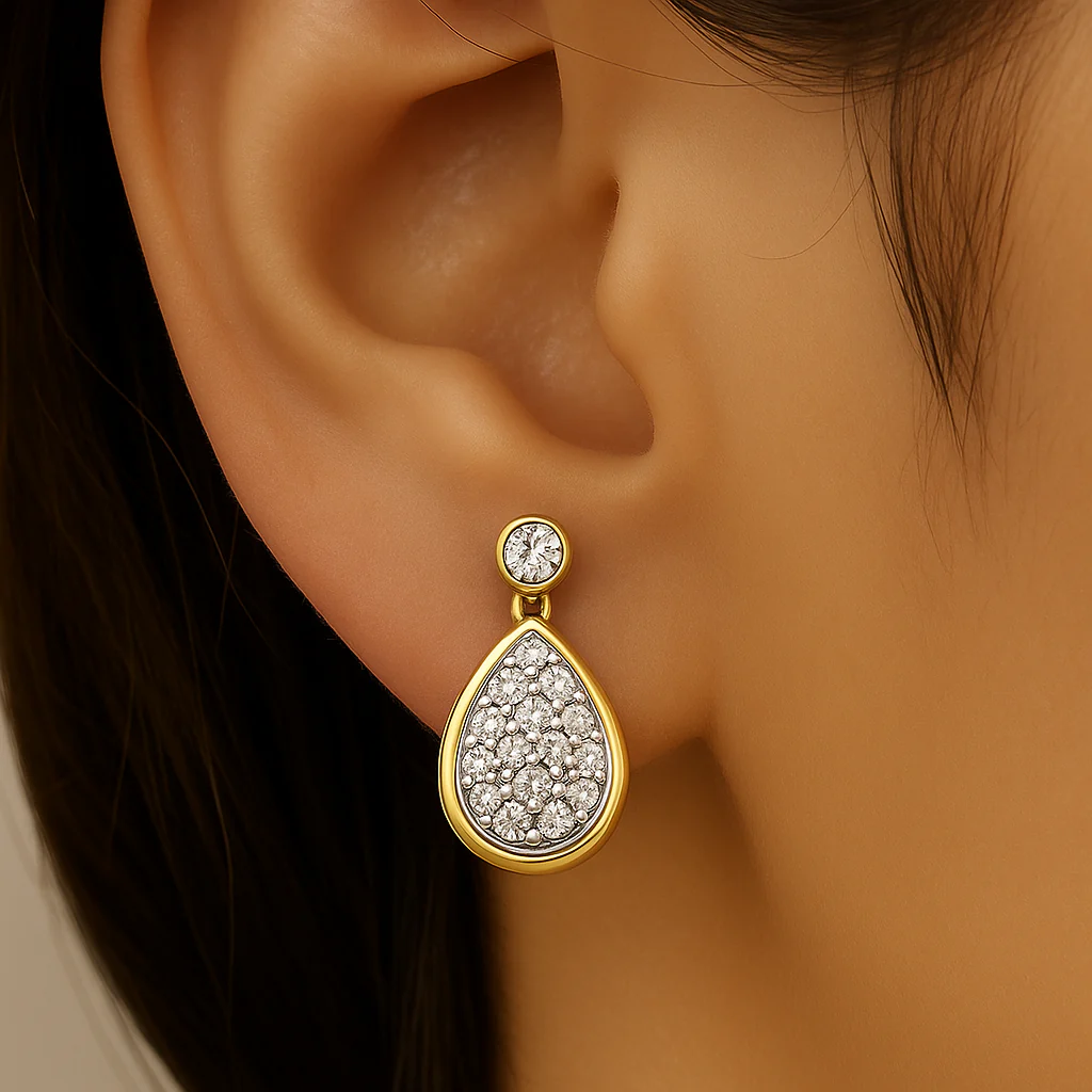<span style="color:purple">SPECIAL!</span> .26ct G SI 14K Yellow Gold Diamond Pear Shape Diamond Earrings - Image 2
