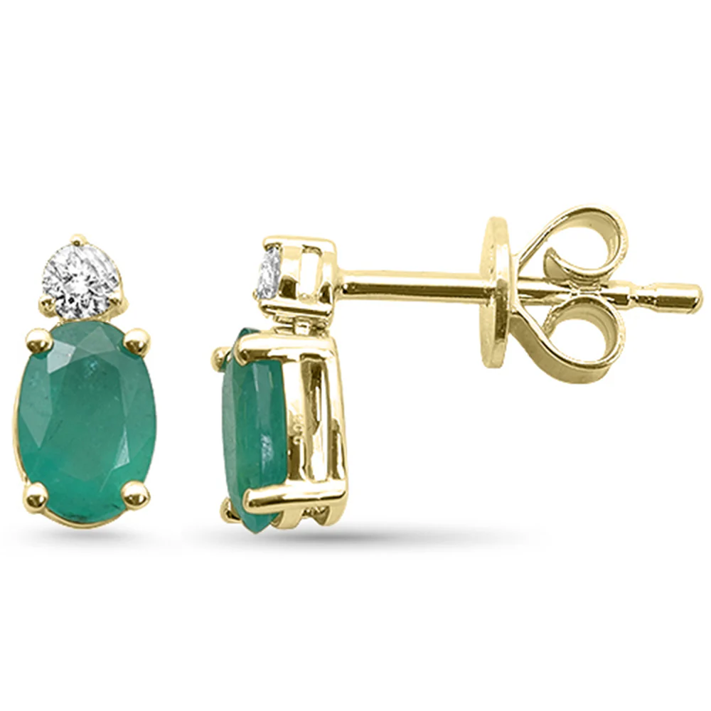 <span style="color:purple">SPECIAL!</span> 1.04ct G SI 14K Yellow Gold Diamond & Emerald Gemstone Earrings