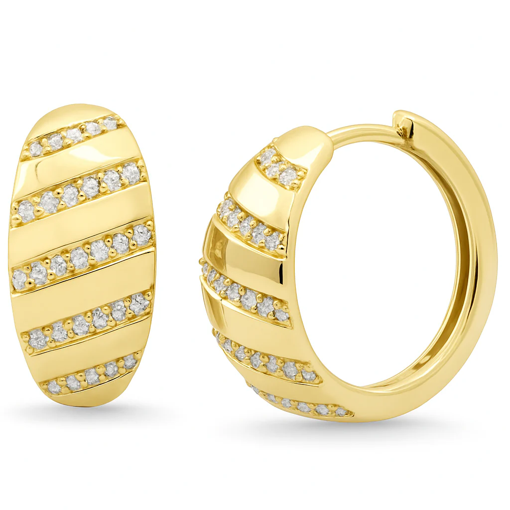 <span style="color:purple">SPECIAL!</span> .26ct G SI 14K Yellow Gold Diamond Modern Hoop Earrings