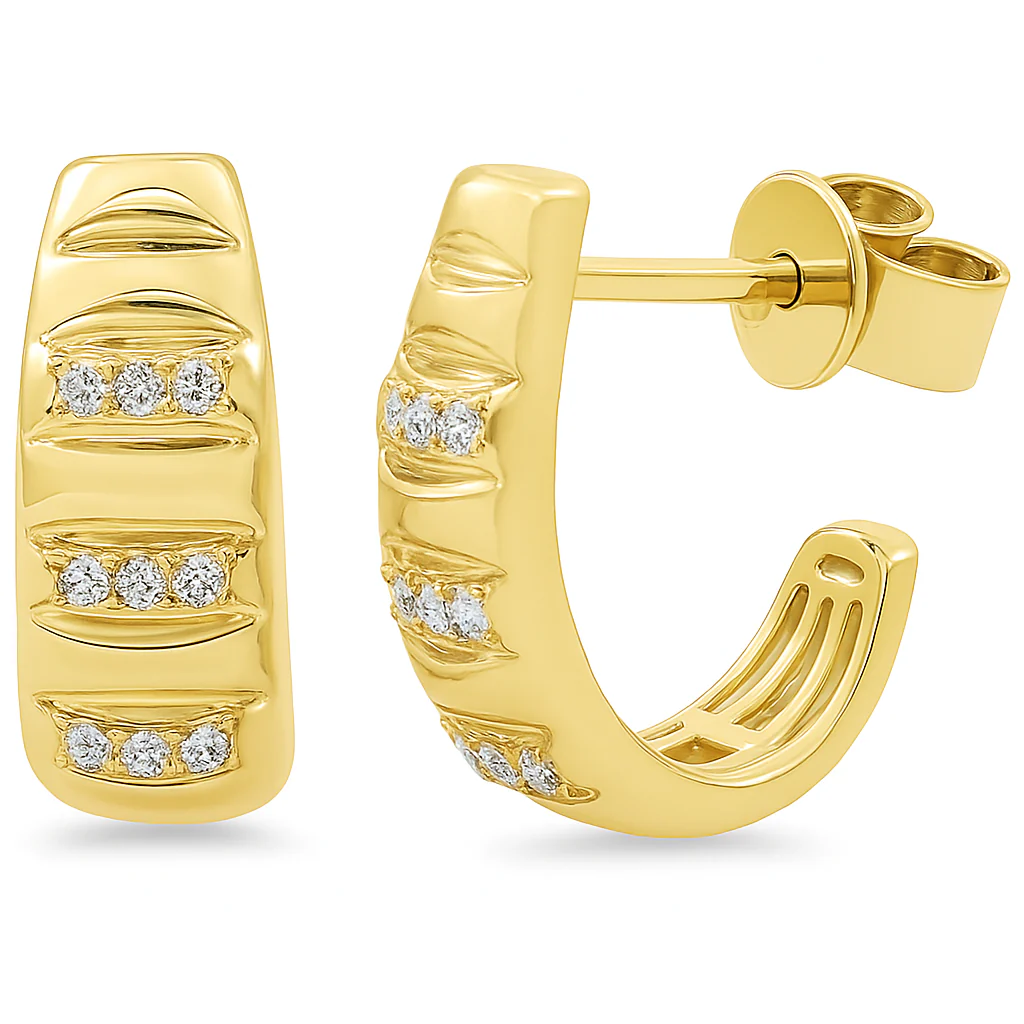 <span style="color:purple">SPECIAL!</span> .10ct G SI 14K Yellow Gold Gold Chunky Hoop Diamond Earrings
