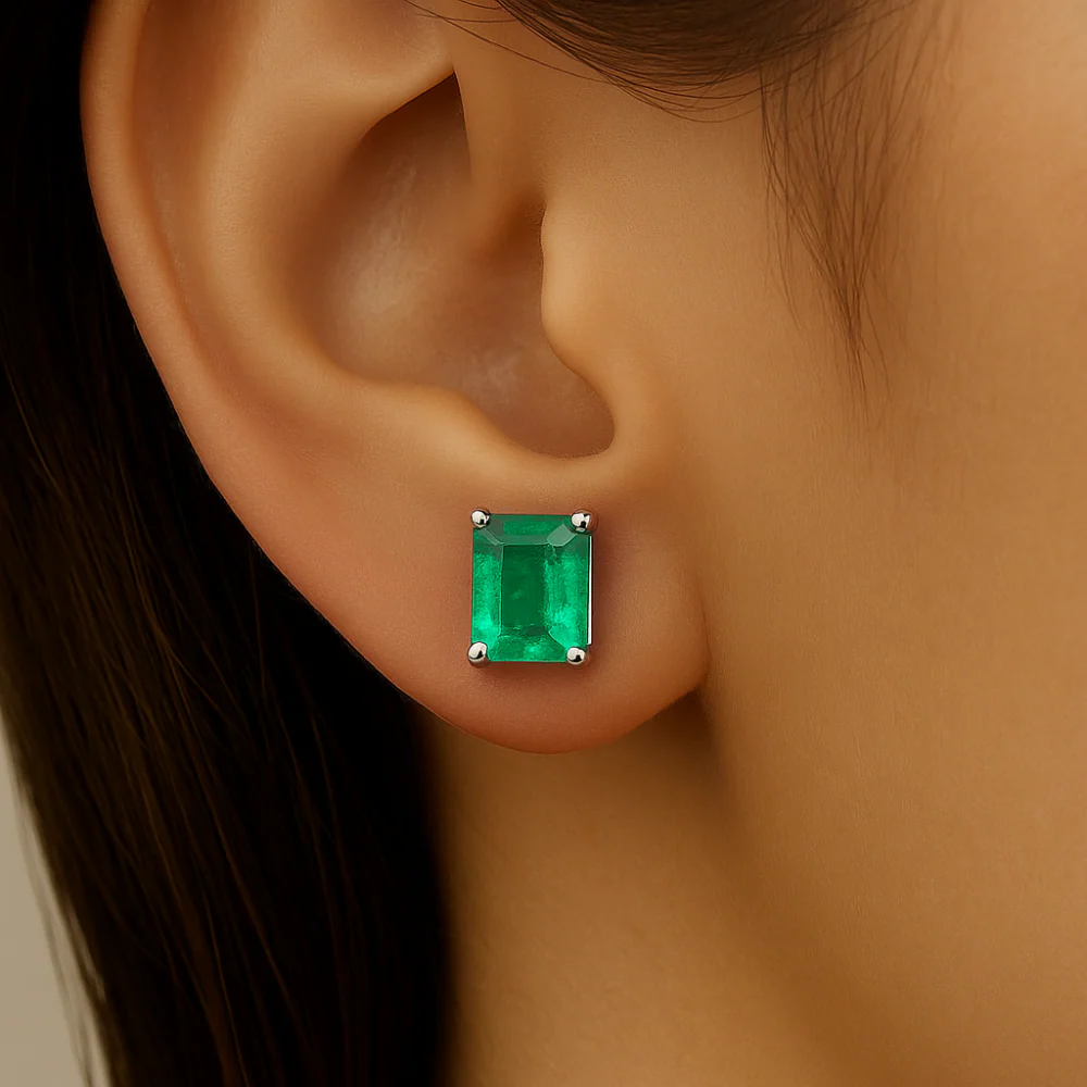 <span style="color:purple">SPECIAL!</span> 2.00ct G SI 14K White Gold Emerald Gemstone Earrings - Image 2