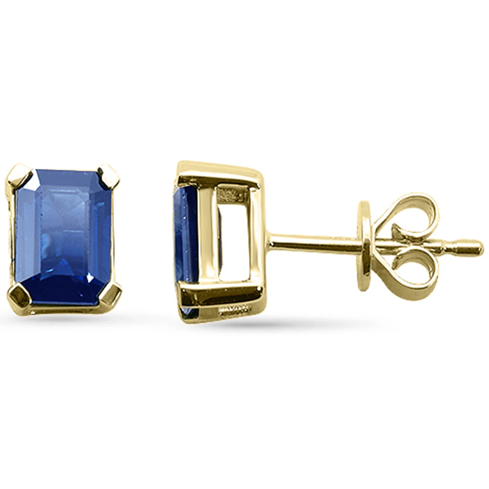 <span style="color:purple">SPECIAL!</span> 2.02ct G SI 14K Yellow Gold Blue Sapphire Gemstone Stud Earrings
