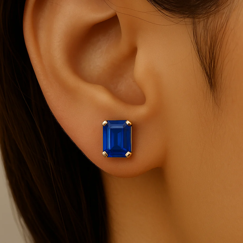 <span style="color:purple">SPECIAL!</span> 2.02ct G SI 14K Yellow Gold Blue Sapphire Gemstone Stud Earrings - Image 2