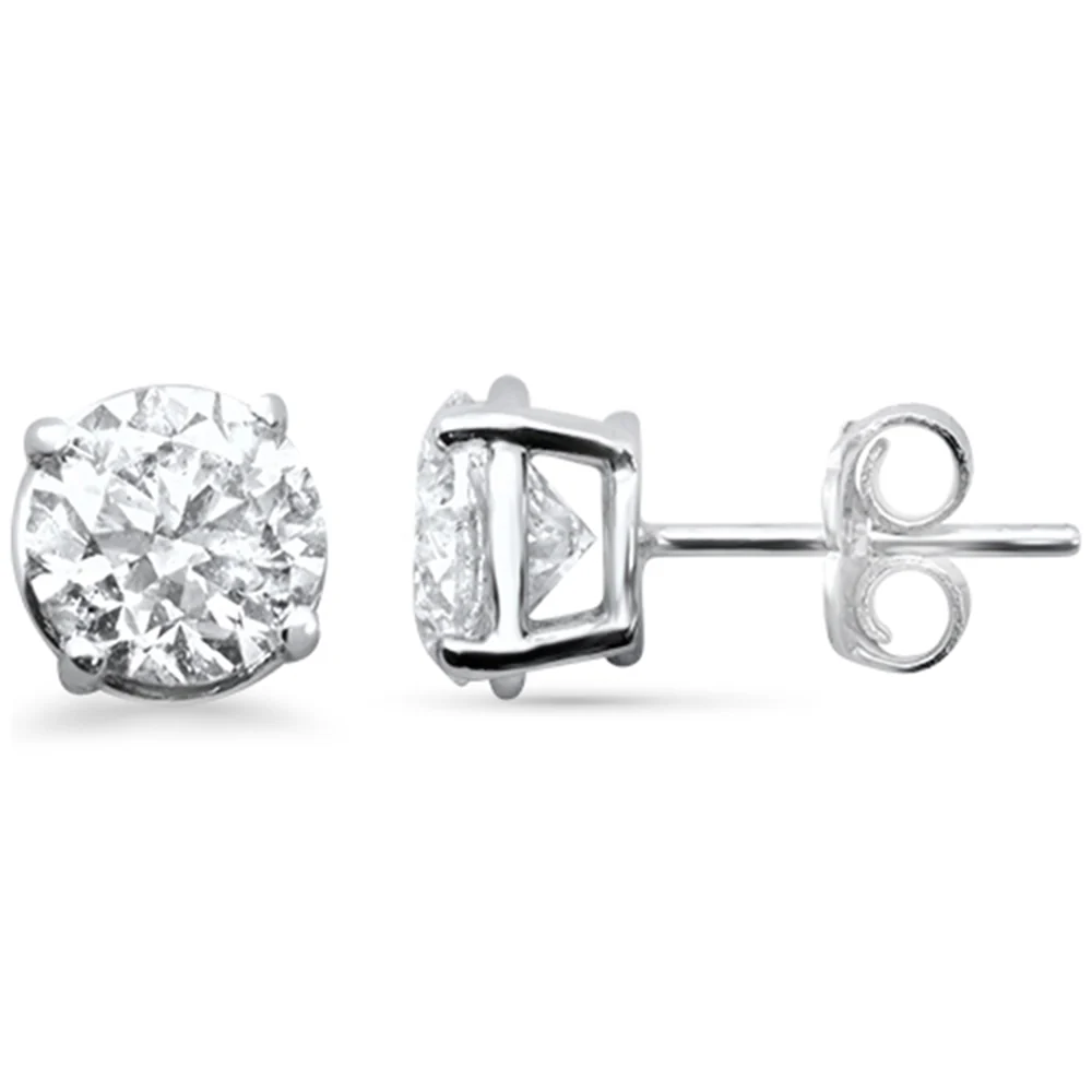 <span style="color:purple">SPECIAL!</span> 2.32ct G SI 14K White Gold Round Diamond Solitaire Stud Earrings
