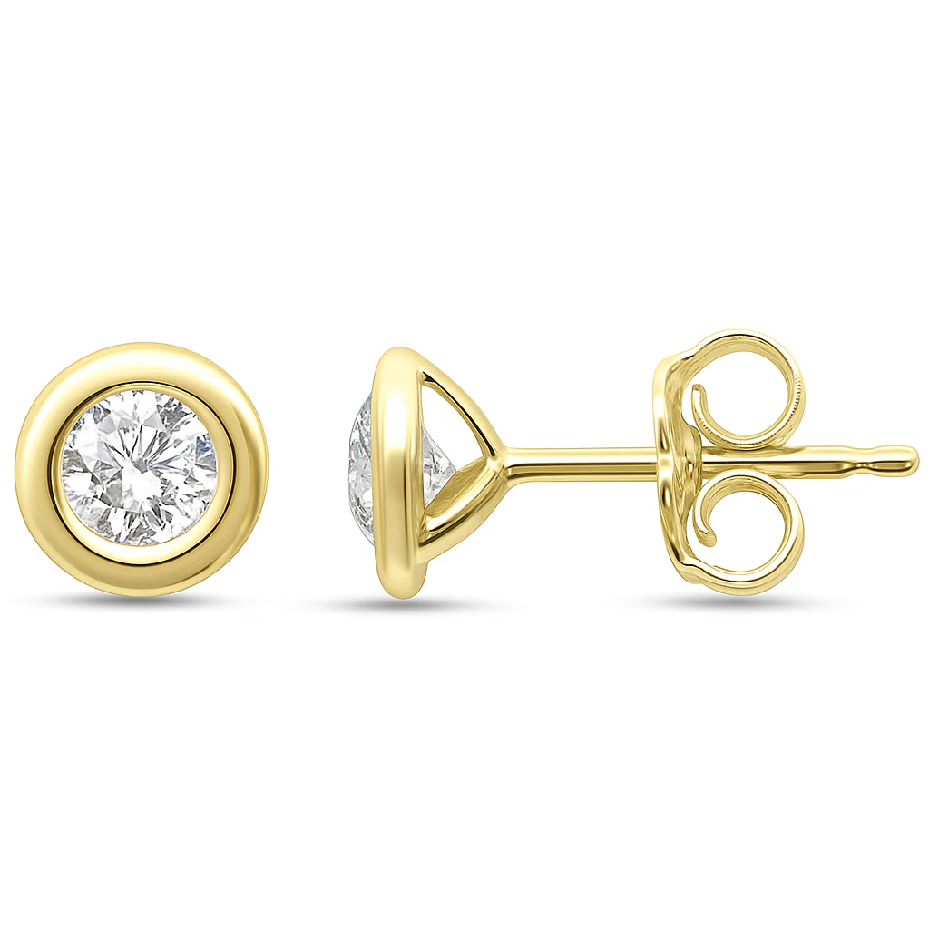 <span style="color:purple">SPECIAL!</span> .44ct G SI 14K Yellow Gold Round Diamond Bezel Set Stud Earrings