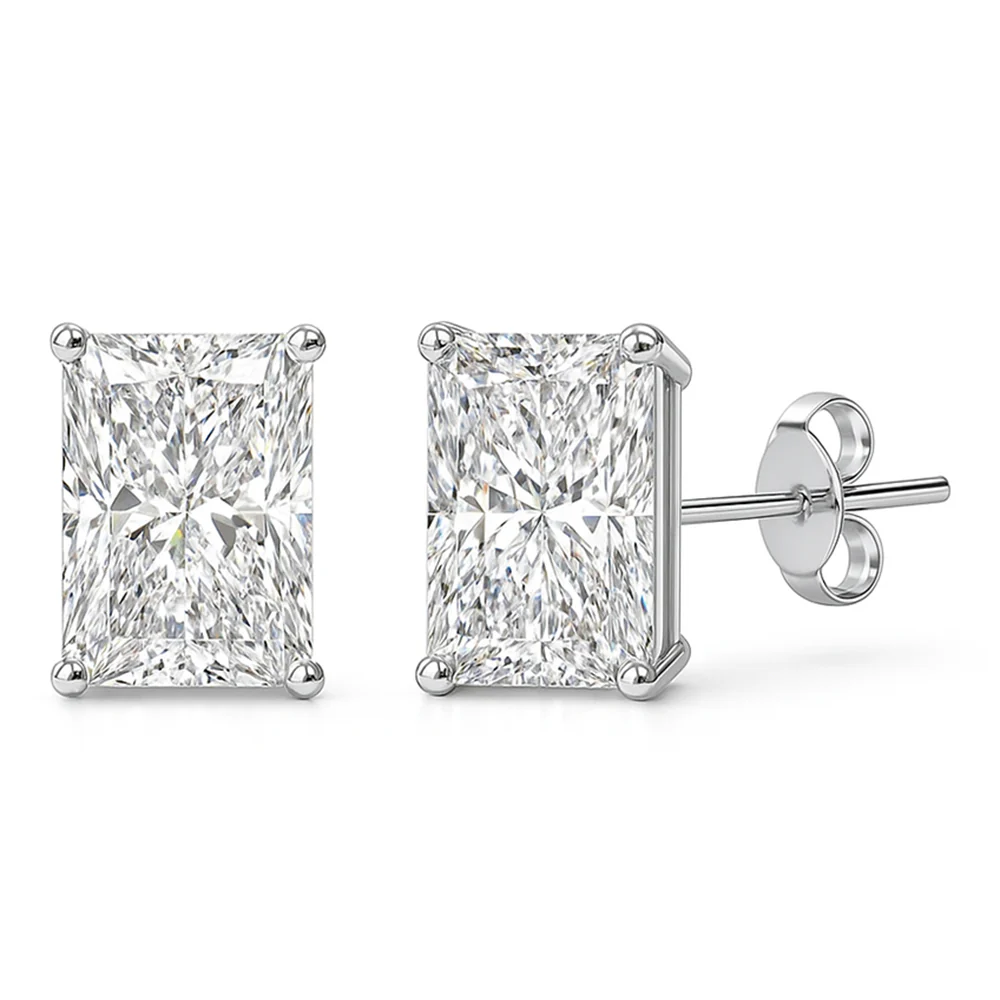 <span style="color:purple">SPECIAL!</span> 1.02ct G SI 14K White Gold Diamond Radiant Cut Solitaire Stud Earrings