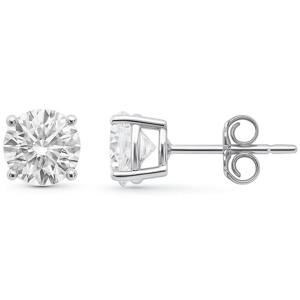 <span style="color:purple">SPECIAL!</span> 2.08ct G SI 14K White Gold Round Diamond Stud Earrings