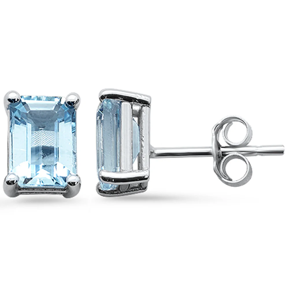 <span style="color:purple">SPECIAL!</span> 1.61ct G SI 14K White Gold Aquamarine Gemstone Stud Earrings