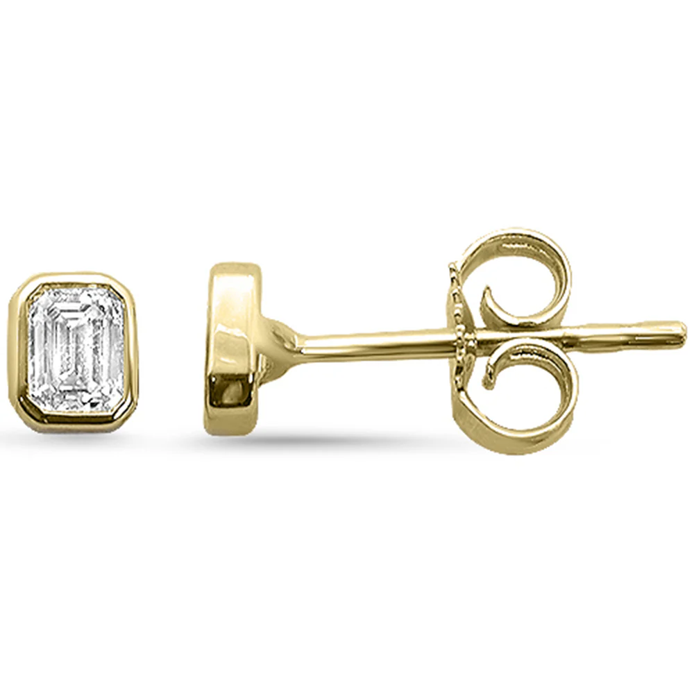 <span style="color:purple">SPECIAL!</span> .29ct G SI 14K Yellow Gold Diamond Bezel Set Emerald Cut Diamond Earrings