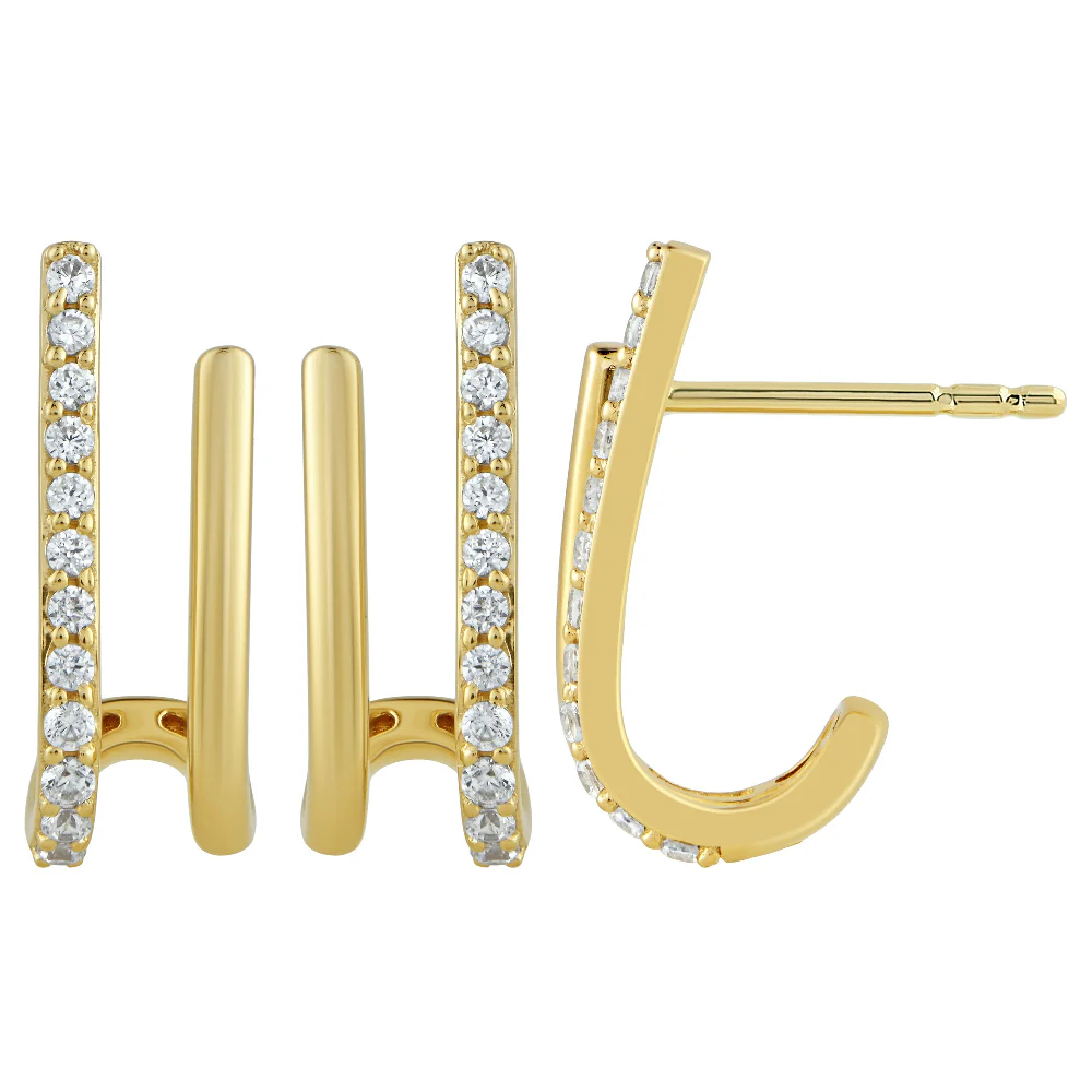 <span style="color:purple">SPECIAL!</span> .19ct G SI 14kt Yellow Gold Diamond Double Hoop Earrings - Image 2