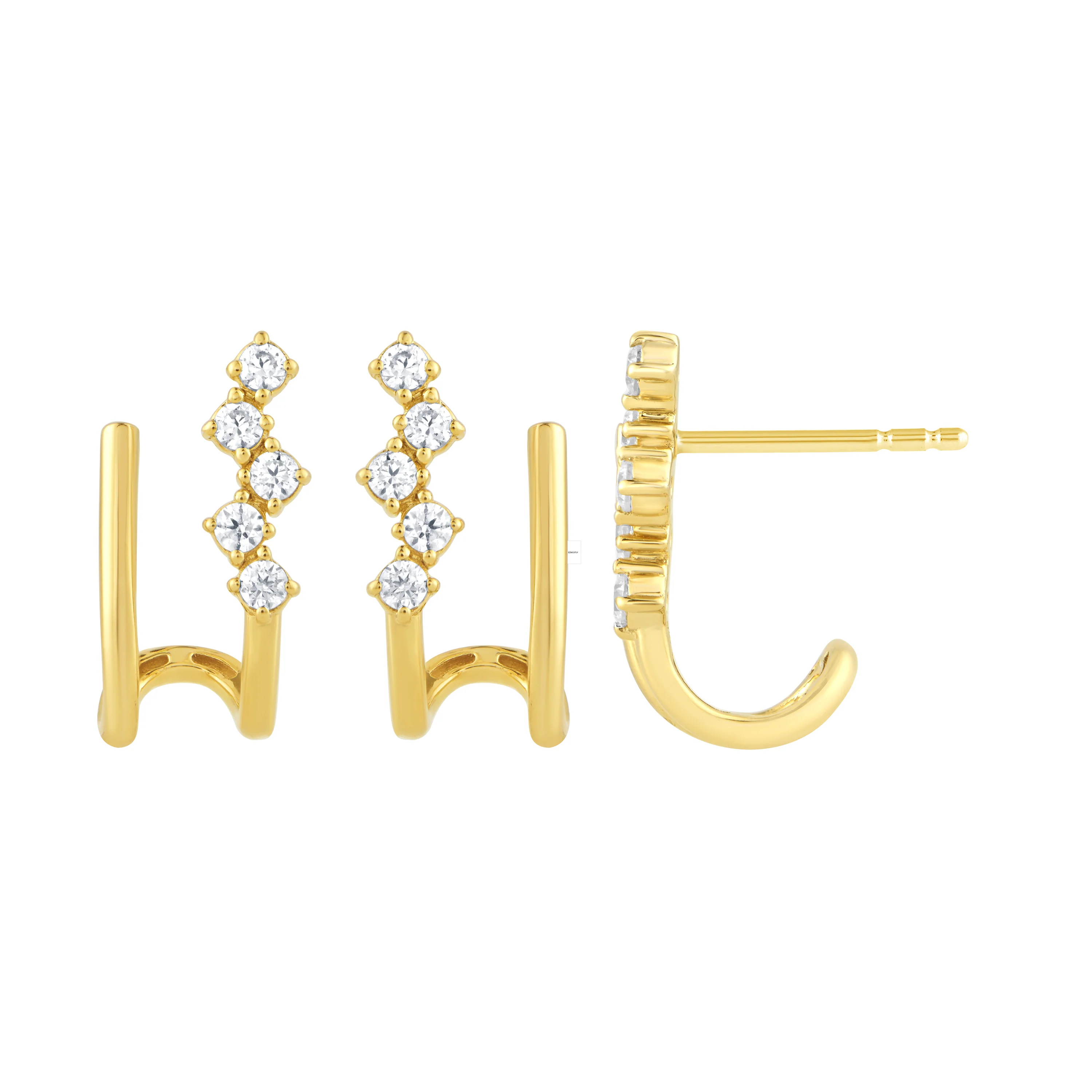 <span style="color:purple">SPECIAL!</span> .26ct G SI 14kt Yellow Gold Diamond Double J Hoop Earrings