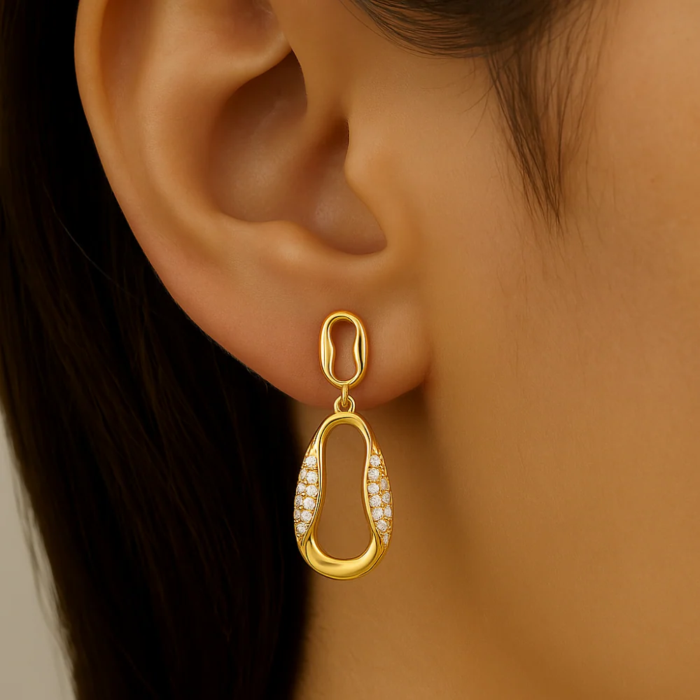 <span style="color:purple">SPECIAL!</span> .25ct G SI 14kt Yellow Gold Modern Diamond Drop Earrings - Image 2