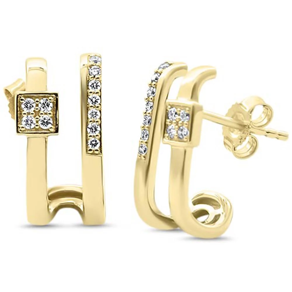 .<span style="color:purple">SPECIAL!</span> .16ct G SI 14kt Yellow Gold Diamond Double Shank J Hoop Earrings
