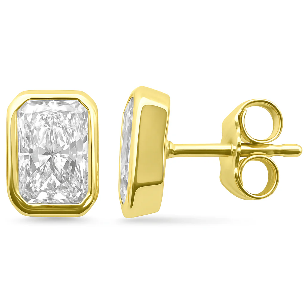 <span style="color:purple">SPECIAL!</span> 1.01ct G SI 14K Yellow Gold Diamond Radiant Cut Diamond Stud Earrings