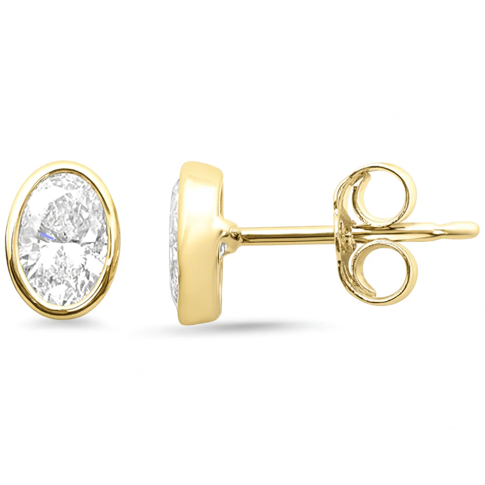 <span style="color:purple">SPECIAL!</span> .79ct G SI 14K Yellow Gold Oval Cut Diamond Stud Earrings