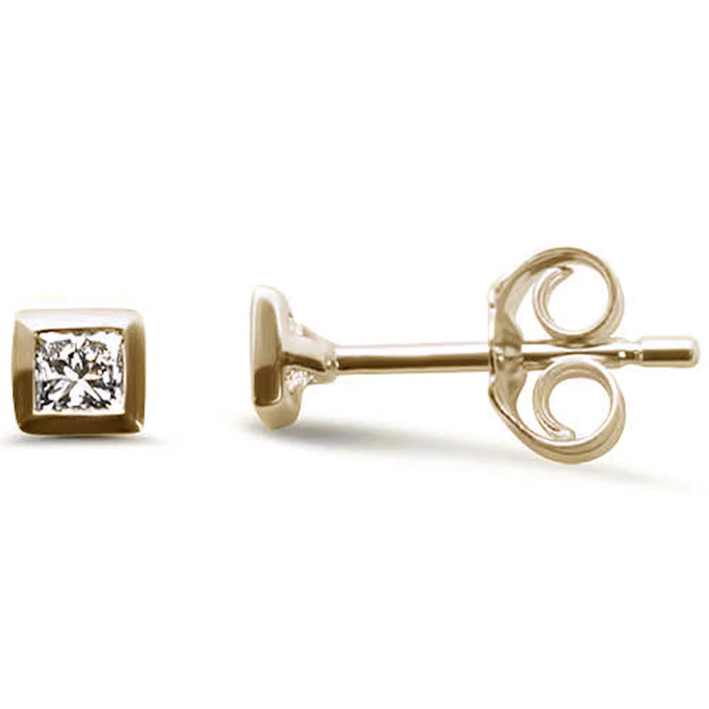<span style="color:purple">SPECIAL!</span>.22ct G SI 14K Yellow Gold Diamond Princess Cut Stud Earrings