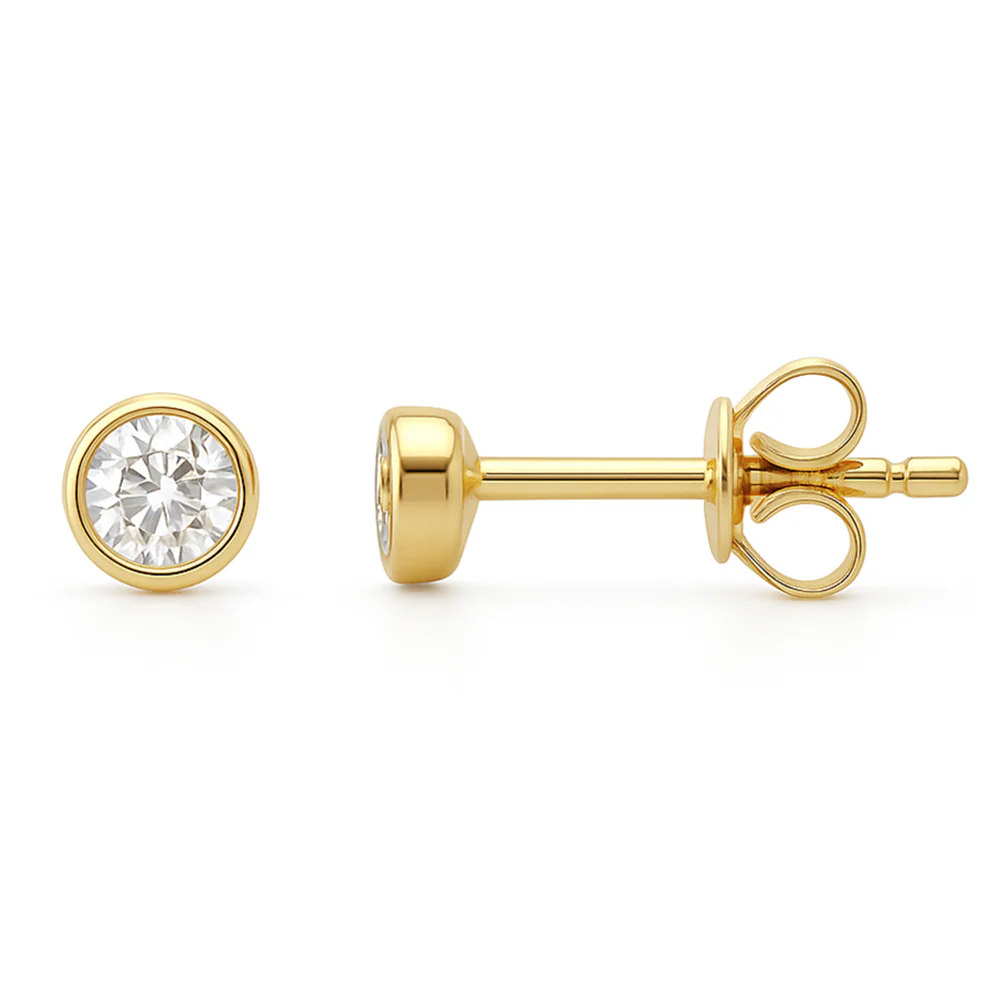<span style="color:purple">SPECIAL!</span> .20ct G SI 14kt Yellow Gold Round Diamond Bezel Stud Solitaire Earrings