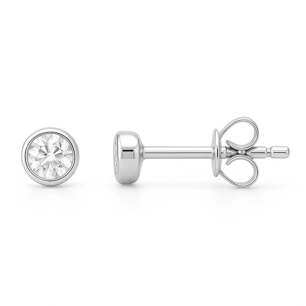 .22ct G SI 14kt White Gold Round Diamond Bezel Stud Solitaire Earrings