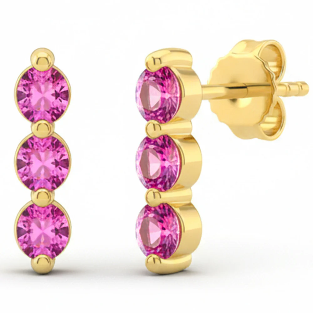 .38ct G SI 14kt Yellow Gold Pink Sapphire Gemstone Earrings