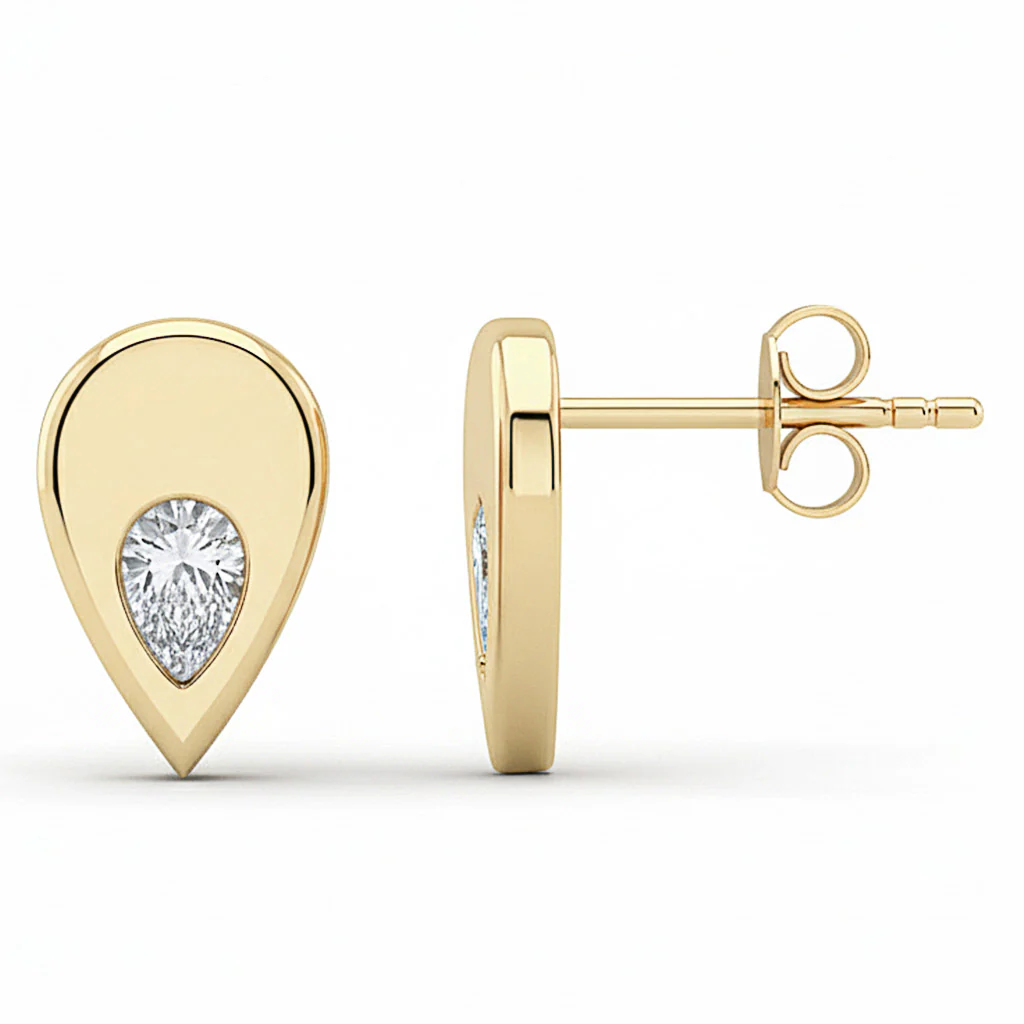 <span style="color:purple">SPECIAL!</span> .30ct G SI 14kt Yellow Gold Pear Shaped Diamond Modern Stud Earrings