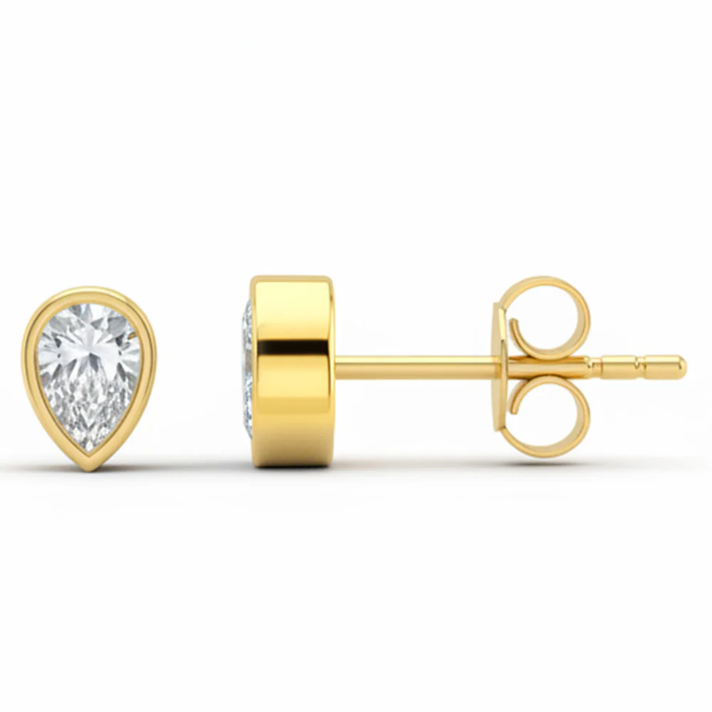<span style="color:purple">SPECIAL!</span> .32ct G SI 14kt Yellow Gold Pear Cut Diamond Bezel Set Stud Earrings