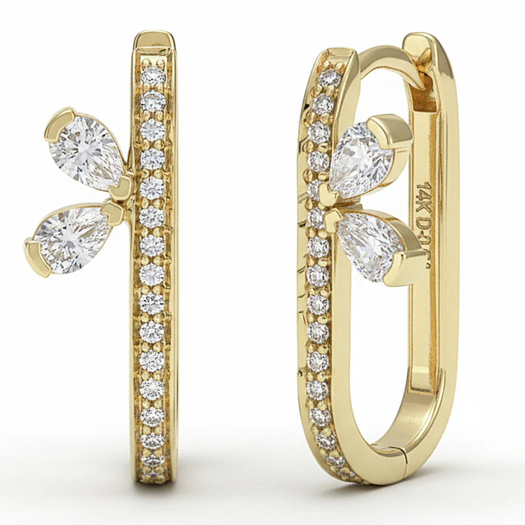 <span style="color:purple">SPECIAL!</span> .54ct G SI 14kt Yellow Gold Diamond Elongated Oval Hoop Earrings