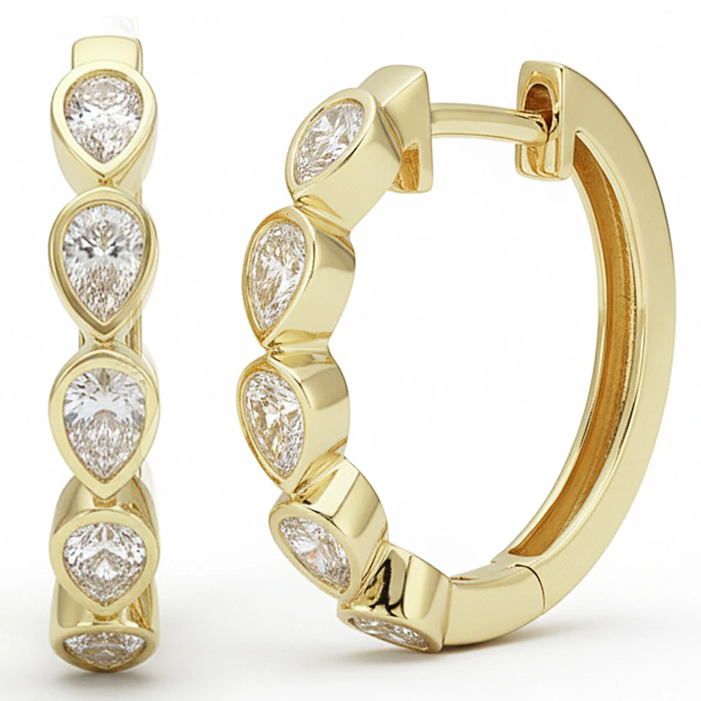<span style="color:purple">SPECIAL!</span> .80ct G SI 14kt Yellow Gold Pear Cut Diamond Bezel Set Earrings