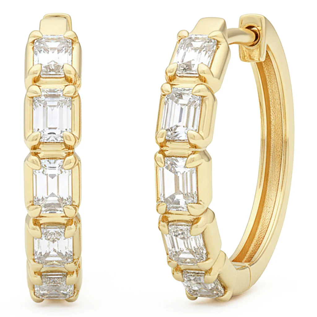 <span style="color:purple">SPECIAL!</span> 1.02ct G SI 14kt Yellow Gold Emerald Cut Diamond Bezel Set Earrings