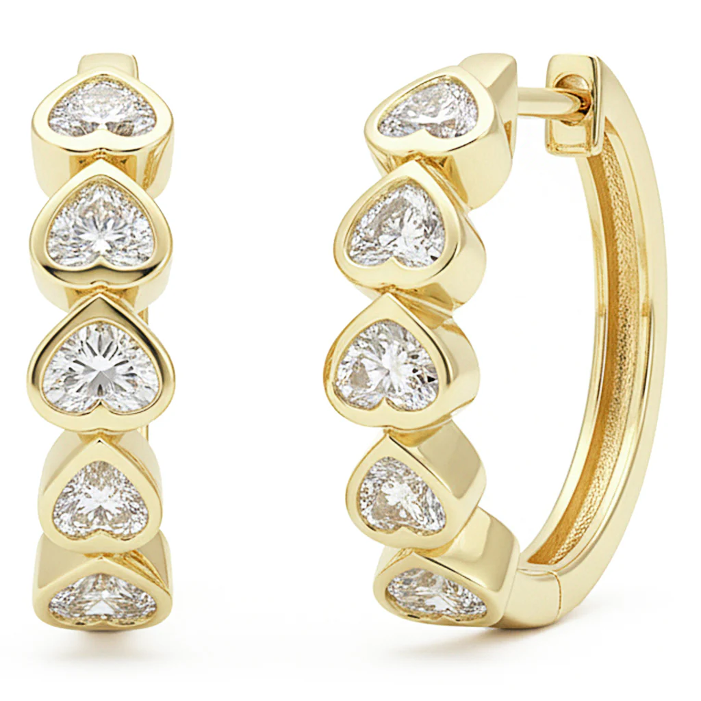 <span style="color:purple">SPECIAL!</span> 1.07ct G SI 14kt Yellow Gold Heart Shaped Diamond Bezel Set Earrings