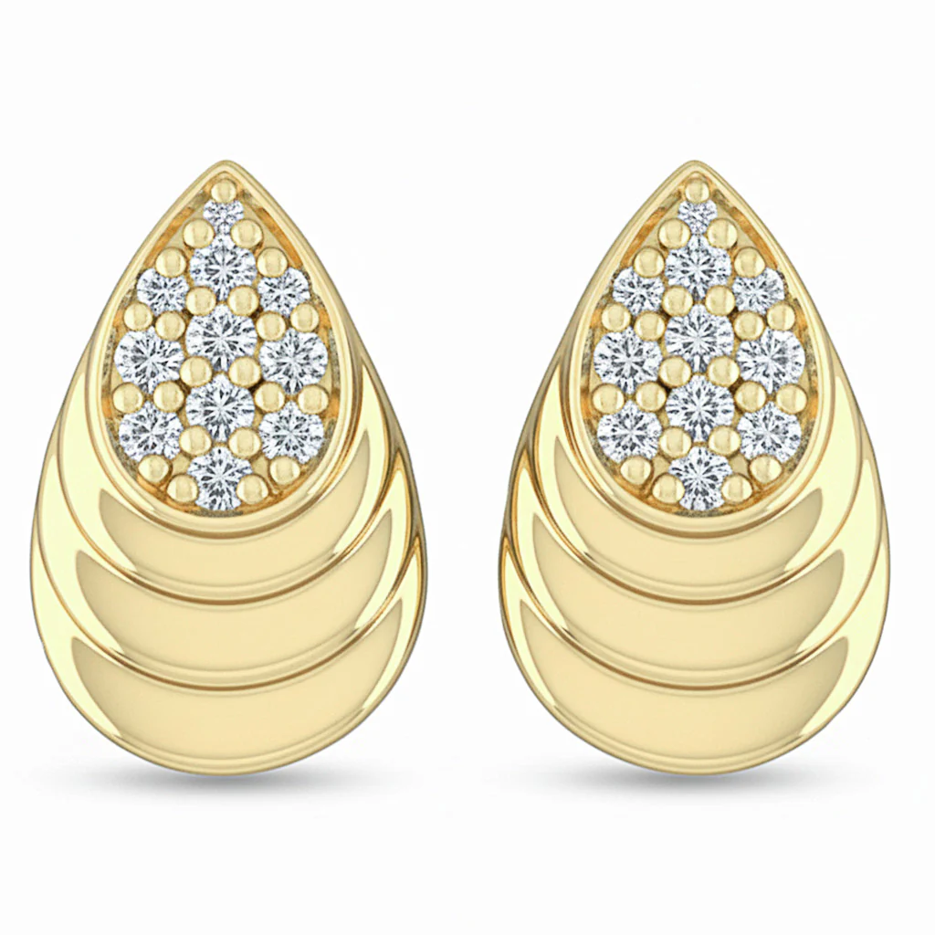 <span style="color:purple">SPECIAL!</span> .16ct G SI 14kt Yellow Gold Diamond Teardrop Modern Stud Earrings