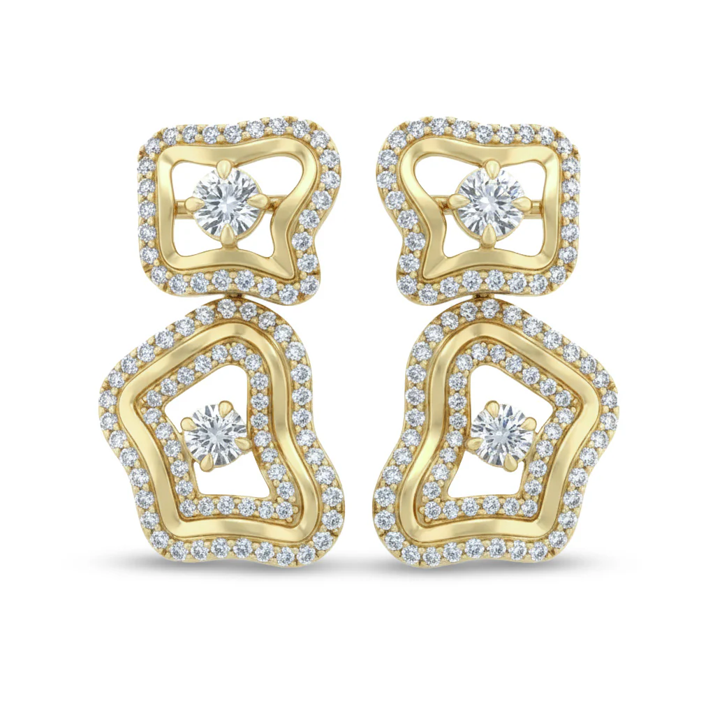 <span style="color:purple">SPECIAL!</span> 1.17ct G SI 14kt Yellow Gold Diamond Bloom Drop Earrings